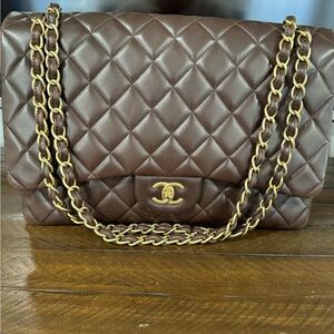 COPY - Chanel single flap Lambskin maxi brown